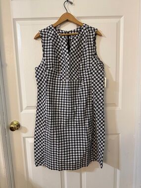 Talbots Navy and White Gingham Midi Dress